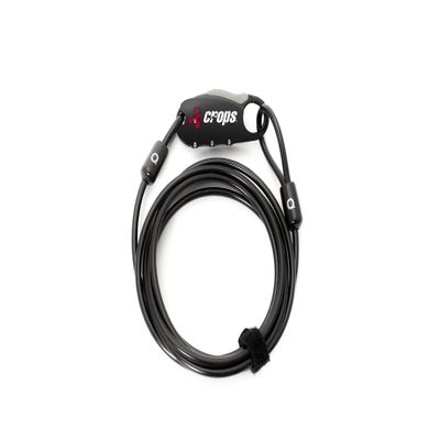 Crops CP-SPD07-01 Long Cable Lock | 4mm x 1800mm 3-Digit Dial (Black)