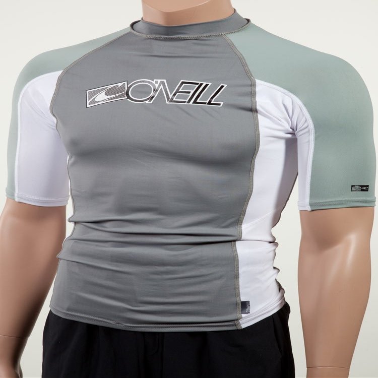 O'Neill Skins Short Sleeve Crew (Met/Wht/Sil, Medium)