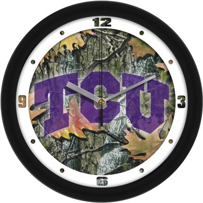 SunTime Texas Christian Horned Frogs - Camo Wall Clock