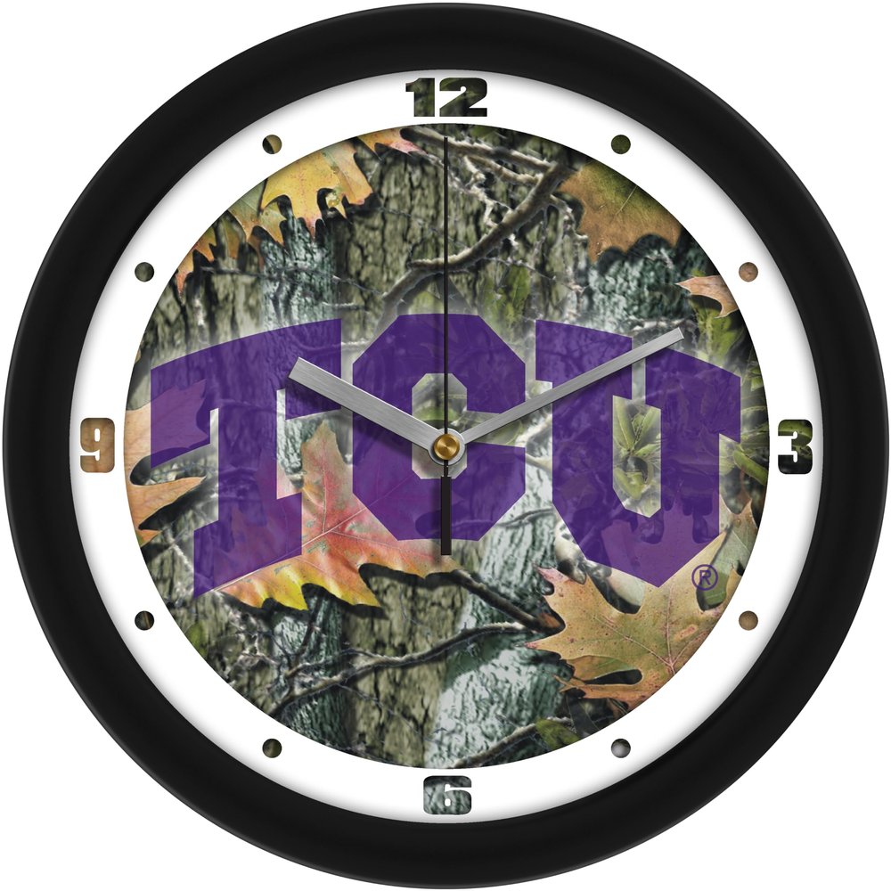 SunTime Texas Christian Horned Frogs - Camo Wall Clock