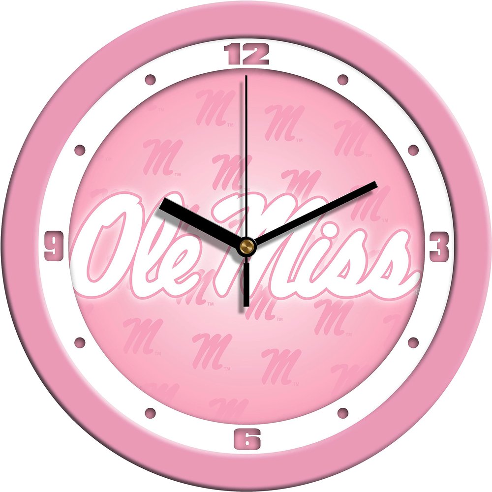 SunTime Mississippi Rebels - Ole Miss - Pink Wall Clock