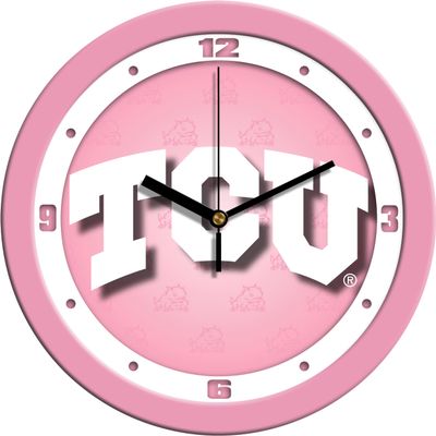 SunTime Texas Christian Horned Frogs - Pink Wall Clock