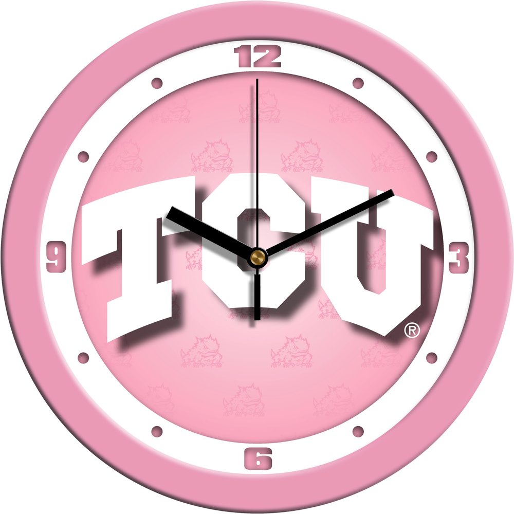SunTime Texas Christian Horned Frogs - Pink Wall Clock