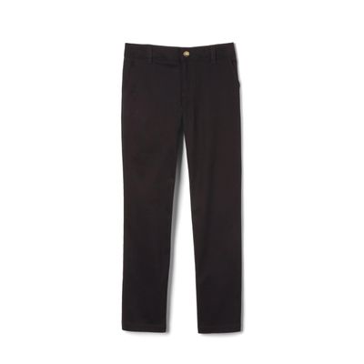 French Toast Girls' Adjustable Waist Stretch Twill Straight Leg Pant (Standard & Plus), Black, 12