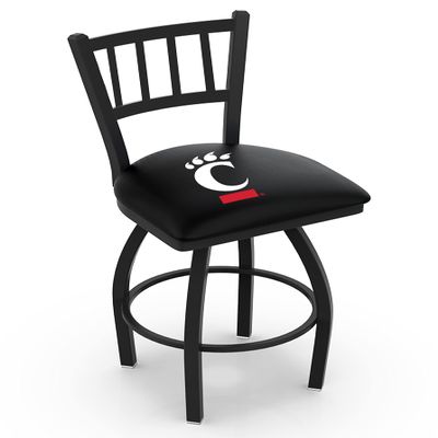 Holland Bar Stool Co. L018-25" Black Wrinkle Cincinnati Swivel Bar Stool with Jailhouse Style Back