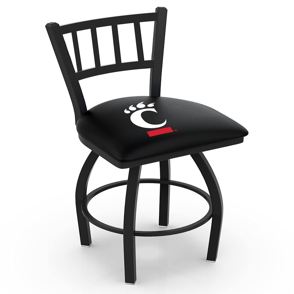 Holland Bar Stool Co. L018-25" Black Wrinkle Cincinnati Swivel Bar Stool with Jailhouse Style Back