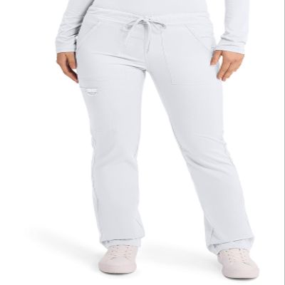 Cherokee Unisex Scrub Pants for Men & Women Tapered Leg Drawstring 4 Pocket Medical Uniform Easy Care 2-Way Stretch - WW020, M Tall, White