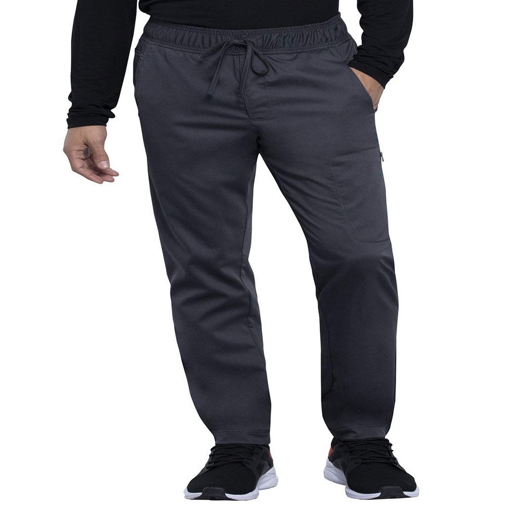 Cherokee Joggers for Men Modern Fit Scrub Pant with Drawstring Waistband, 5 Pockets, Soft 2-Way Stretch Fabric Plus Size - WW012, 3XL, Pewter