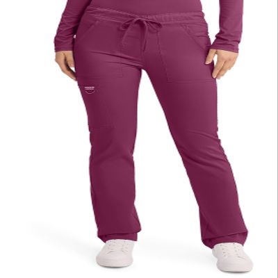 Cherokee Unisex Scrub Pants for Men & Women Tapered Leg Drawstring 4 Pocket Medical Uniform Easy Care 2-Way Stretch - WW020, L Tall, Wine