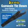 STAR BRITE Gunwale Tie Down Straps  2" Heavy-Duty Polyester Webbing with Quick Release Buckle & J-Hook Ends  High Efficiency Buckles & Ratchets  900 lb Strength, 300 lb Safe Load  Made in USA view 2