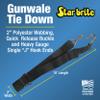 STAR BRITE Gunwale Tie Down Straps  2" Heavy-Duty Polyester Webbing with Quick Release Buckle & J-Hook Ends  High Efficiency Buckles & Ratchets  900 lb Strength, 300 lb Safe Load  Made in USA view 3