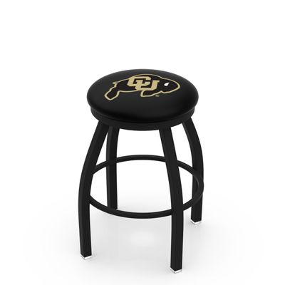 25" L8B2B - Black Wrinkle Colorado Swivel Bar Stool with Accent Ring by Holland Bar Stool Company