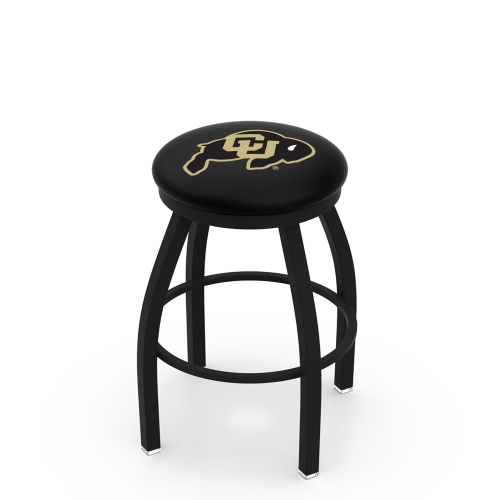 25" L8B2B - Black Wrinkle Colorado Swivel Bar Stool with Accent Ring by Holland Bar Stool Company