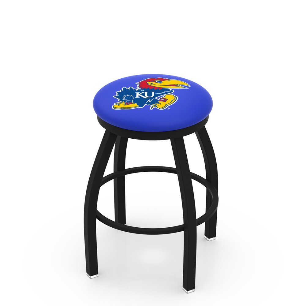 25" L8B2B - Black Wrinkle Kansas Swivel Bar Stool with Accent Ring by Holland Bar Stool Company