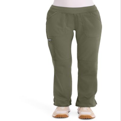 Cherokee Women Scrub Pant with Straight Leg Pull-on Pant Medical Bottom with 4 Pocket & 2-Way Stretch Fabric - WW110, S Petite, Olive