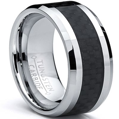 Metal Masters 8MM Men's Tungsten Carbide Ring Wedding Band W/Carbon Fiber Inaly size 9.5