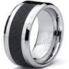 Metal Masters 8MM Men's Tungsten Carbide Ring Wedding Band W/Carbon Fiber Inaly size 9.5 view 2