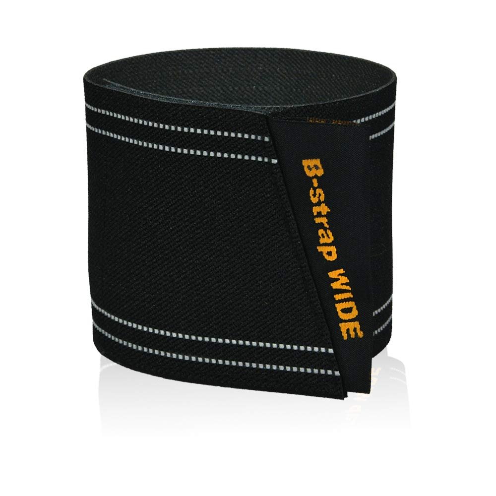 Bikeguy Wide Ankle Strap for Cycling with Reflective Lines (Black)