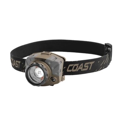 Coast FL88 615 Lumen Tri-Color (White/Red/Green) Pure Beam Twist Focus LED Headlamp, Batteries Included, Flat Dark Earth