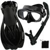 PROMATE Snorkeling Scuba Dive Mask Fins DRY Snorkel Gear Set, Bk/Bk, ML/XL view 1