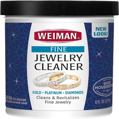 Weiman Fine Jewelry Cleaner Liquid with Cleaning Brush  Restores Shine & Brilliance to Gold, Platinum, Precious Gemstones & Diamond Jewelry, 6 Oz