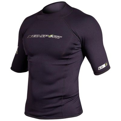 NeoSport Wetsuits Men's XSPAN Short Sleeve Shirt, Black, Small - Diving, Snorkeling & Wakeboarding