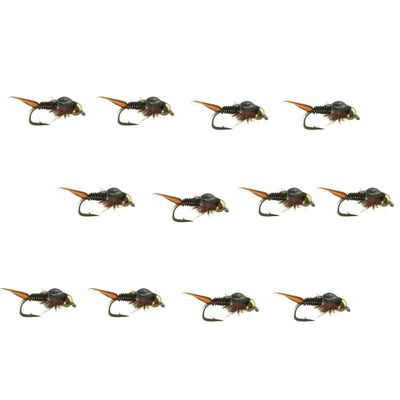 Montana Fly Company Beadhead Epoxyback Copper Nymph Black - Size 16-1 Dozen