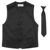 Vesuvio Napoli BOY'S Dress Vest & NeckTie Solid BLACK Color Neck Tie Set size 6 view 1