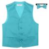 Vesuvio Napoli BOY'S Dress Vest & BOW TIE Solid TURQUOISE AQUA BLUE Color Bow Tie Set size 8 view 1
