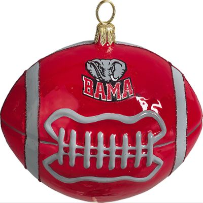 Alabama Crimson Tide Football Blown Glass Ornament