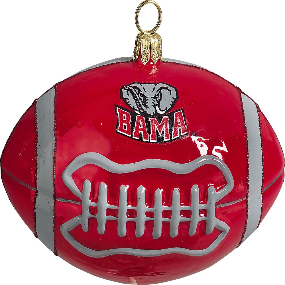 Alabama Crimson Tide Football Blown Glass Ornament
