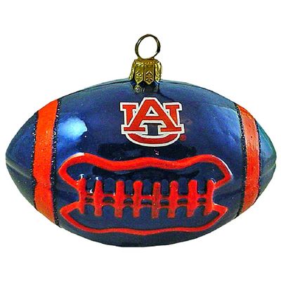 Auburn Tigers Football Blown Glass Ornament