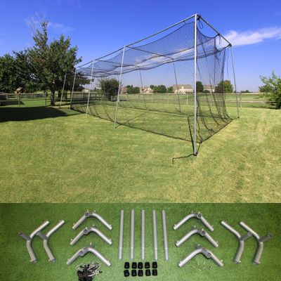 Cimarron Sports Outdoor #24 Batting Cage Twisted Polymer Netting and Frame Corners - 40'x12'x10'