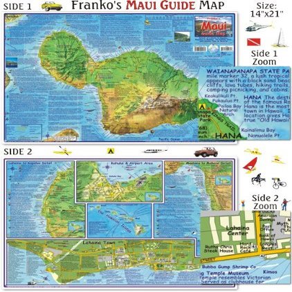 Franko Maps Maui Guide Map for Scuba Divers and Snorkelers