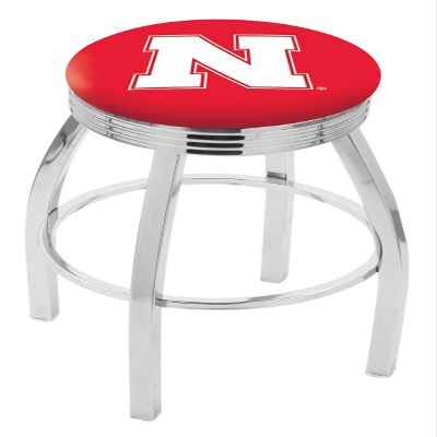 25" L8C3C - Chrome Nebraska Swivel Bar Stool with 2.5" Ribbed Accent Ring by Holland Bar Stool Company