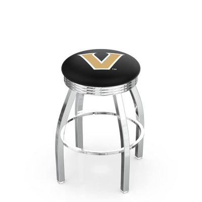 25" L8C3C - Chrome Vanderbilt Swivel Bar Stool with 2.5" Ribbed Accent Ring by Holland Bar Stool Company