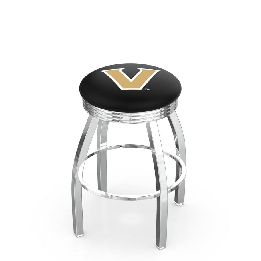 25" L8C3C - Chrome Vanderbilt Swivel Bar Stool with 2.5" Ribbed Accent Ring by Holland Bar Stool Company