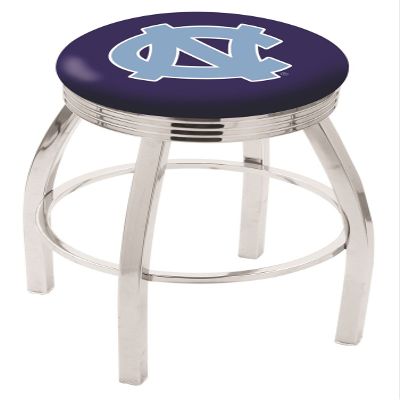 25" L8C3C - Chrome North Carolina Swivel Bar Stool with 2.5" Ribbed Accent Ring by Holland Bar Stool Company