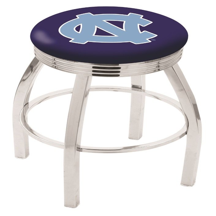 25" L8C3C - Chrome North Carolina Swivel Bar Stool with 2.5" Ribbed Accent Ring by Holland Bar Stool Company