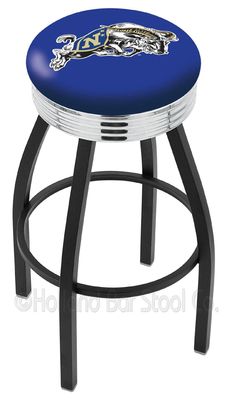 HBS L8B3C US Naval Academy (Navy) 25" Swivel Counter Stool with a Black Wrinkle and Chrome Finish