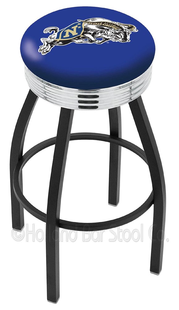 HBS L8B3C US Naval Academy (Navy) 25" Swivel Counter Stool with a Black Wrinkle and Chrome Finish