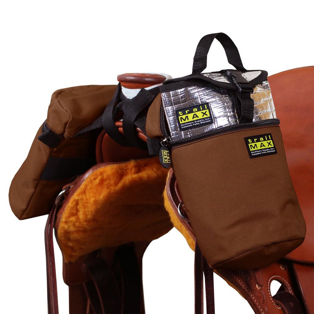 TrailMax Medium Horse Pommel Bags for your Western Saddle; Insulated Saddle Bags for Horses; Camera or Cellphone Saddle Bag; Secured W/Straps Around Pommel of Western or Endurance Saddles;BRN
