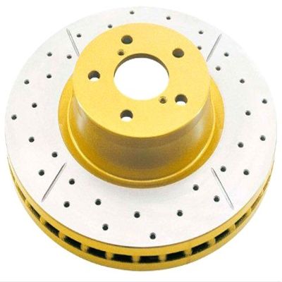 DBA DBA2307X Street Gold Cross-Drilled and Slotted Rear Solid Disc Brake Rotor