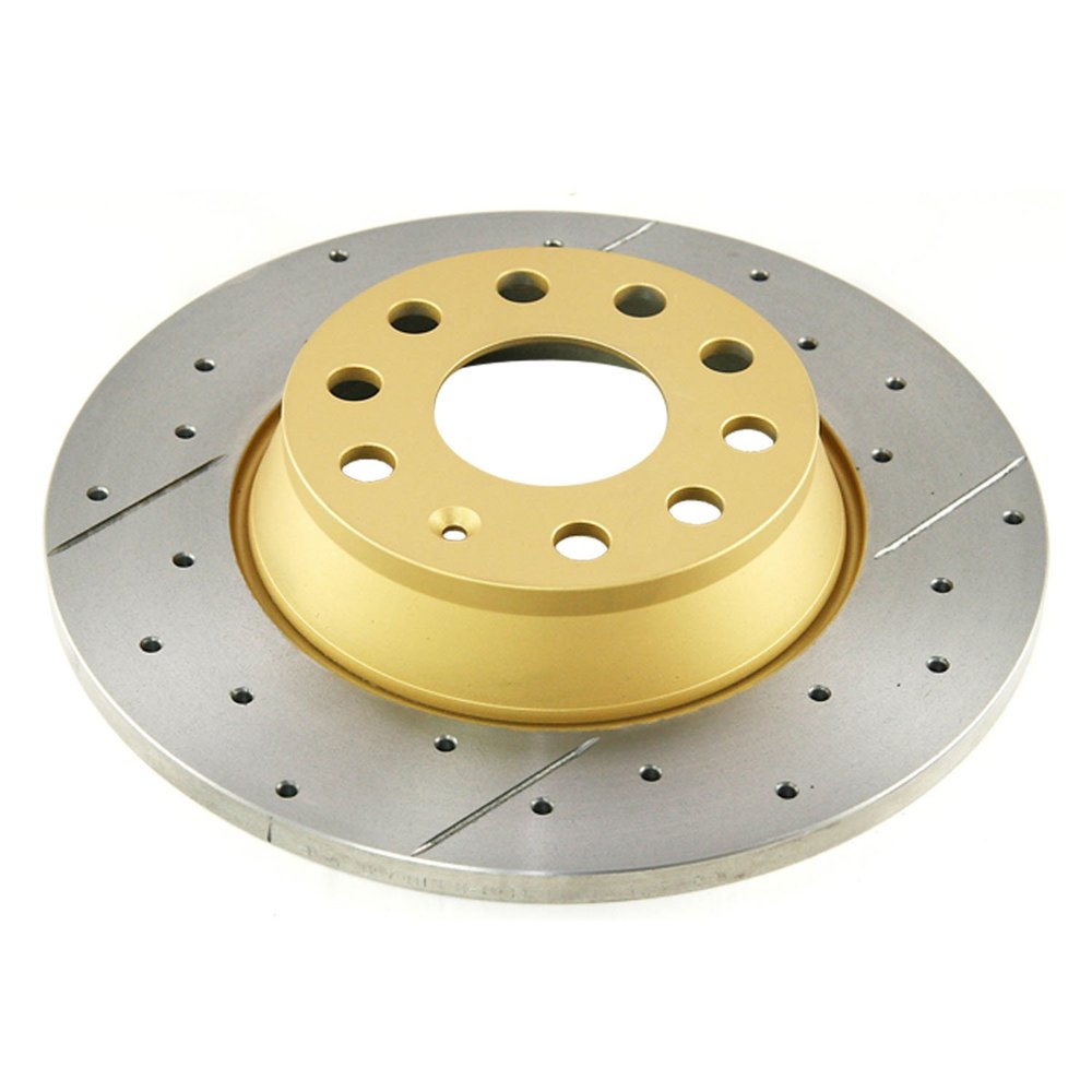 DBA DBA2807X Street Series Gold Cross-Drilled and Slotted Rear Solid Disc Brake Rotor
