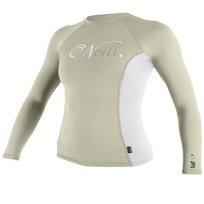 O'Neill Women's Skins RG8 Long Sleeve Crew (Bone/White, X-Small)