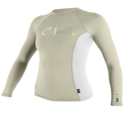 O'Neill Women's Skins RG8 Long Sleeve Crew (Bone/White, X-Small)