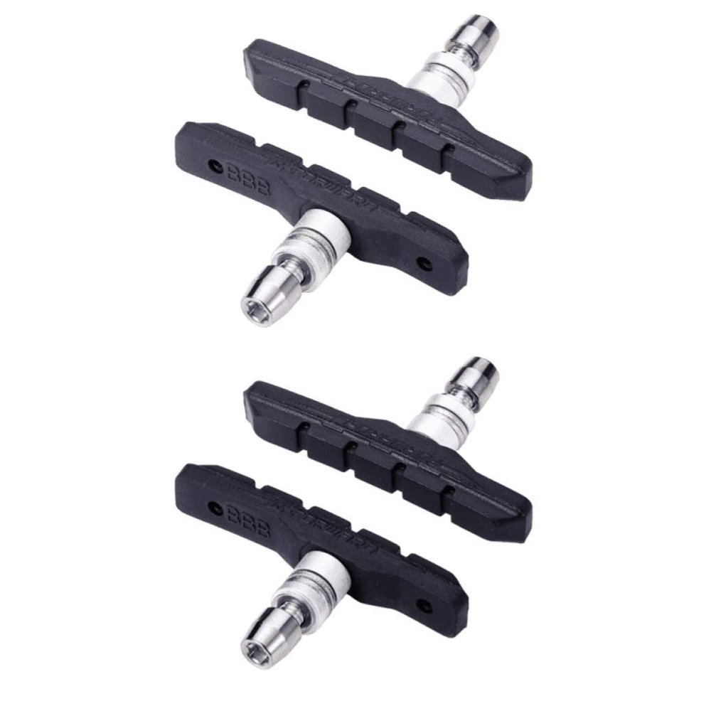 BBB BBS-04OE Bicycle Brake Shoe Set for V-Brakes, Bee Stop, 4 Pieces, Simple Packaging Model, Black
