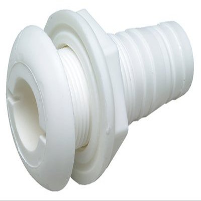 White Plastic Thru-Hull Connector w/Broad Flange - 1-1/8" x 1-7/8" x 1"