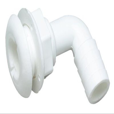Seachoice 90 Degree Plastic Thru-Hull, One Nut White Hose 3/4" Flange 1-1/2" Max Hull Thickness 3/4"