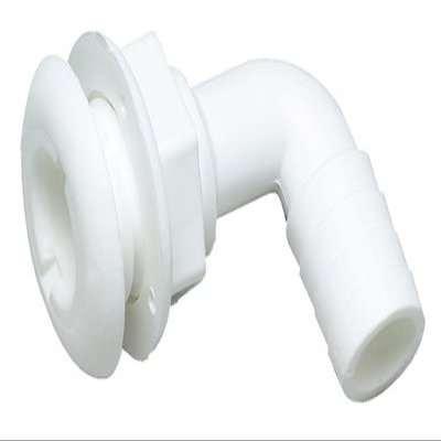 Seachoice 90 Degree Plastic Thru-Hull, One Nut White Hose 3/4" Flange 1-1/2" Max Hull Thickness 3/4"